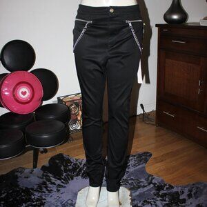 Nasty Gal Black & Silver Chain Pants NWT Nordstrom Moto Style